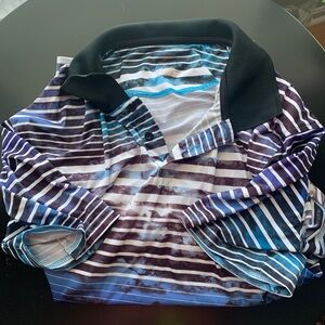 Reel Legends Blue and White Striped Polo Shirt UPF 50